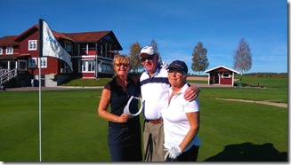 Mari Fredriksson, Hans Göransson och Lisa Bergkvist, som spelade Scramble i Ryder cup mot Gagnef