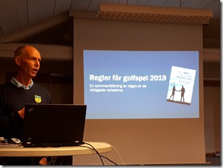 Distriktsdomare Peter Björklund informerar om de nya golfreglerna